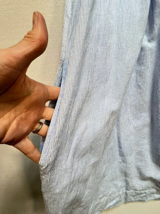 Maeve Womens Chrissy Embroidered Tunic Dress 2P Blue  Floral Yoke Striped Boho - Picture 4 of 12